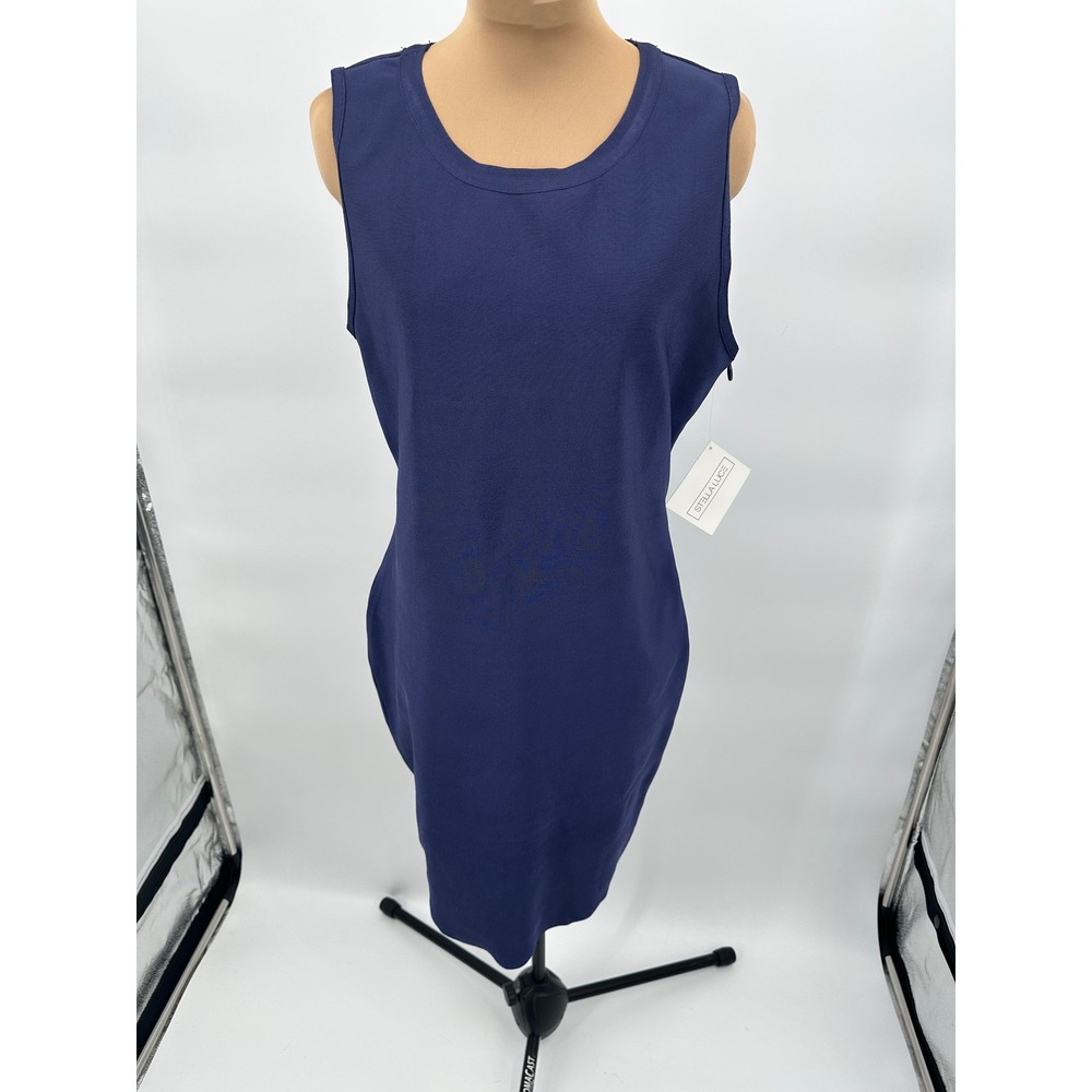 Stella Luce Navy Blue Sleeveless Bodycon Dress Cutout Back XL‎ NWT
